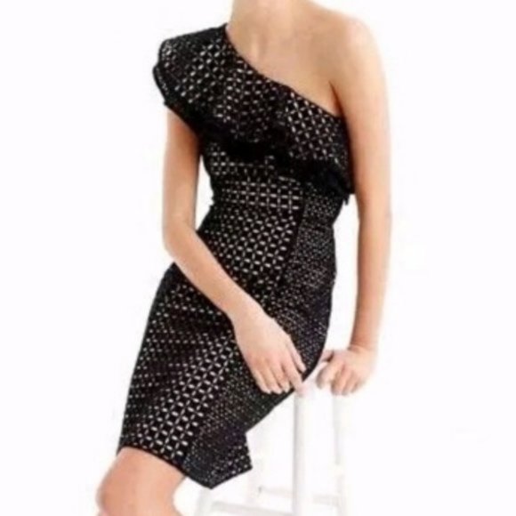 J. Crew Dresses & Skirts - NWT J.CREW EYELET One Shoulder RUFFLE Sheath Dress